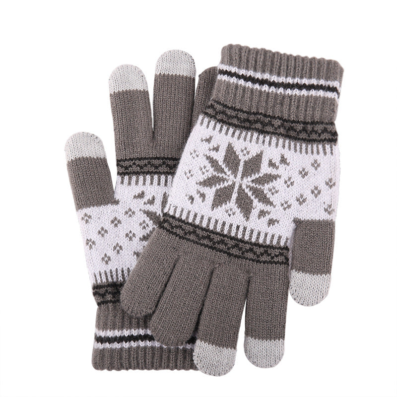 Wholesale New Knitted Wool Snowflake Touchscreen Gloves