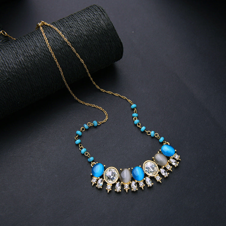 Wholesale Alloy Crystal Flower Necklace