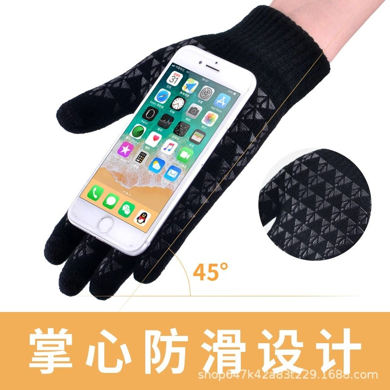 Wholesale Winter Thickened Anti-slip Woolen Touch Screen Gloves for Winter