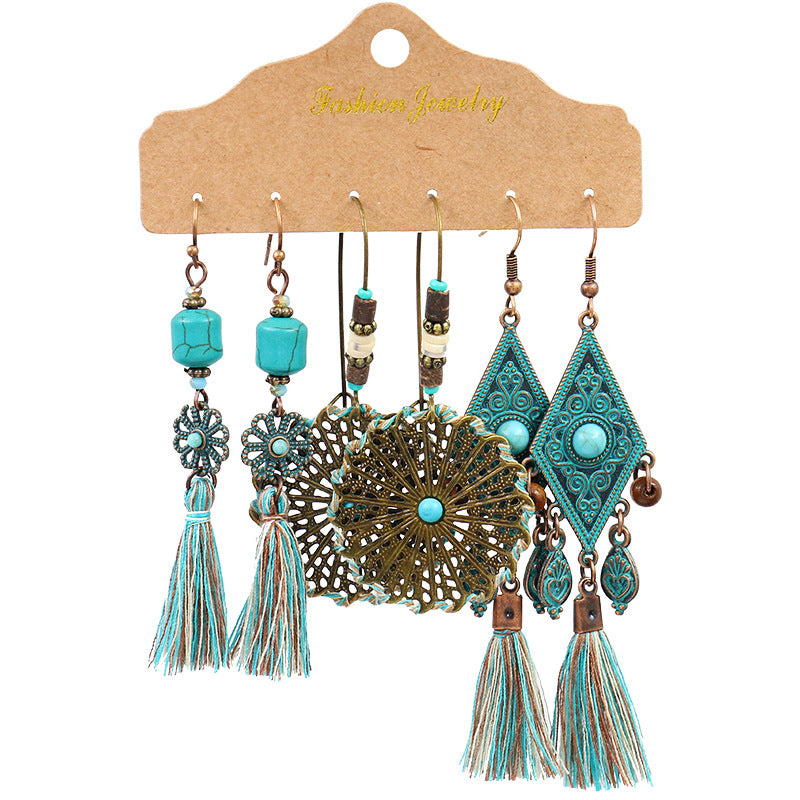 Wholesale Bohemian 3 Set Alloy Earrings