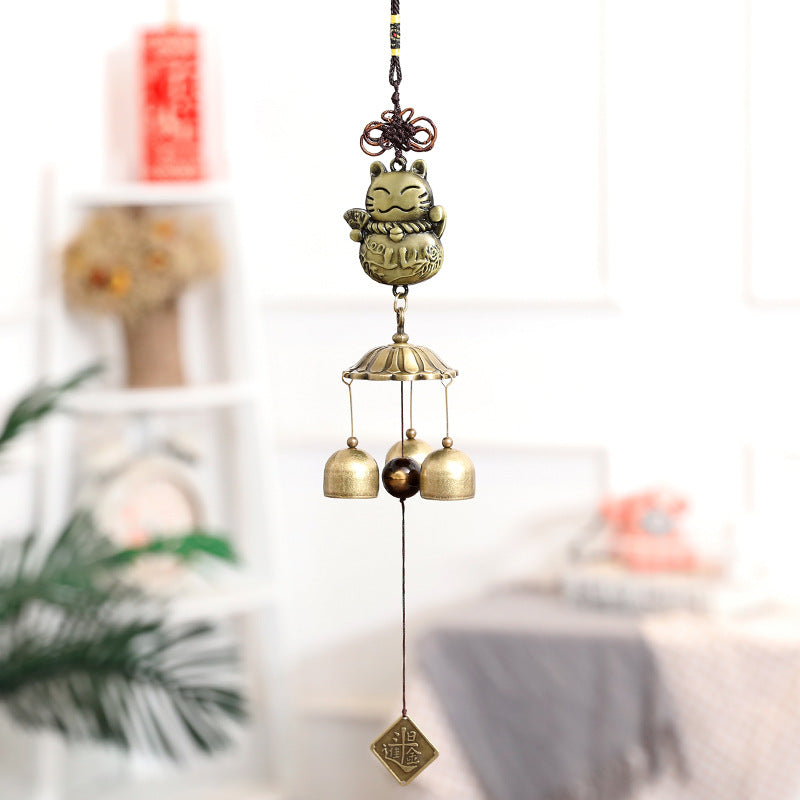Wholesale Mascot Beckoning Cat Gossip Metal Wind Chimes