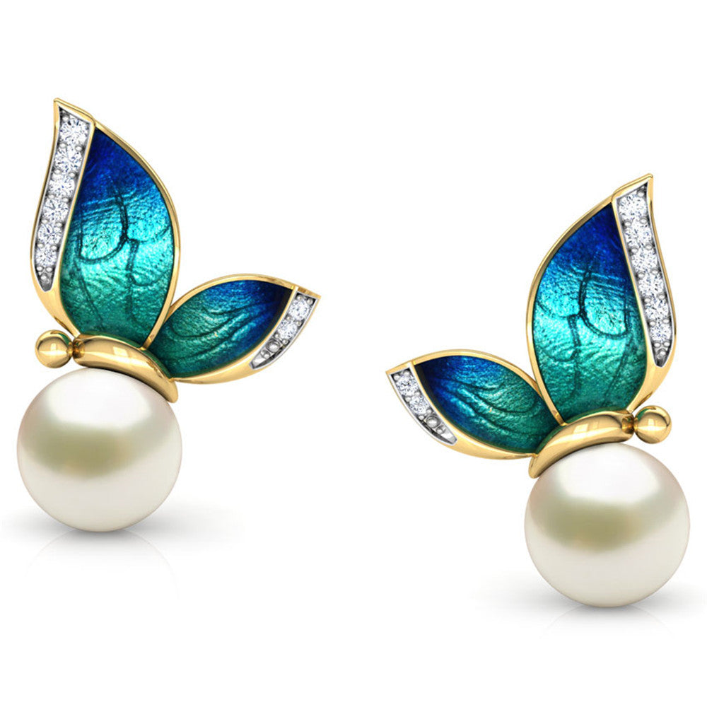 Wholesale Butterfly Drop Oil Alloy Earrings