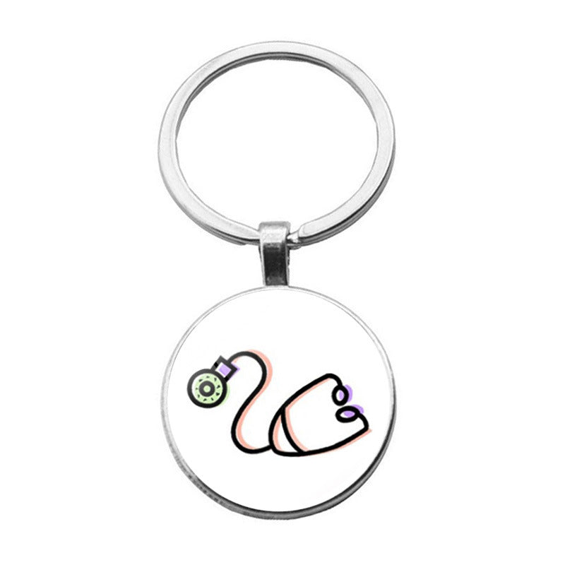 Estringe de aleación de zinc al por mayor Tiempo Gemstone Keychain