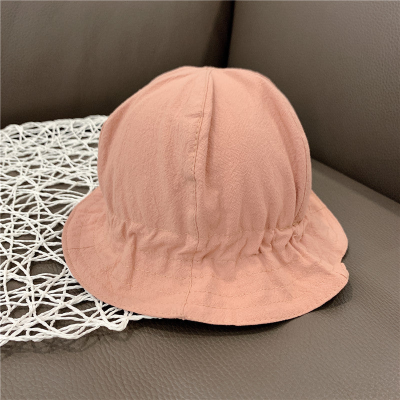 Wholesale Kids Solid Color Elastic Wave Cotton Bucket Hat