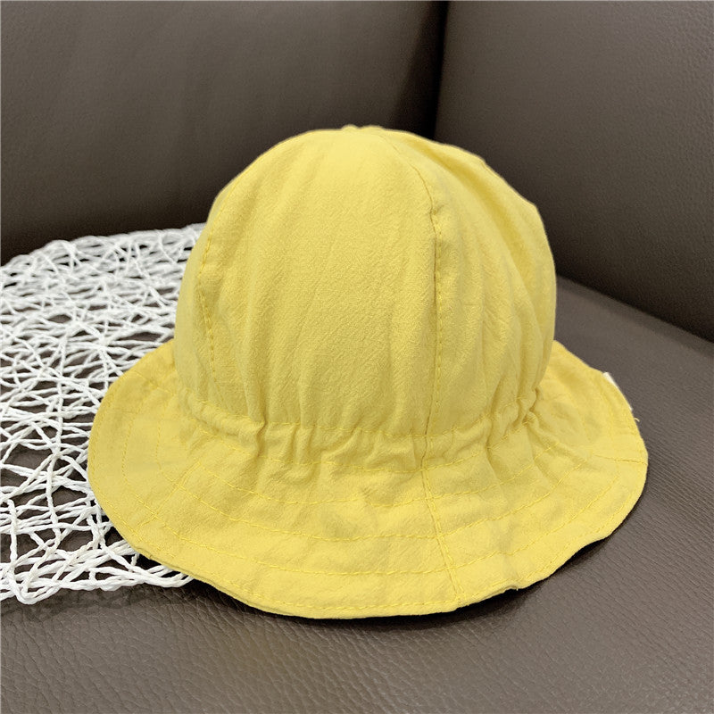 Wholesale Kids Solid Color Elastic Wave Cotton Bucket Hat