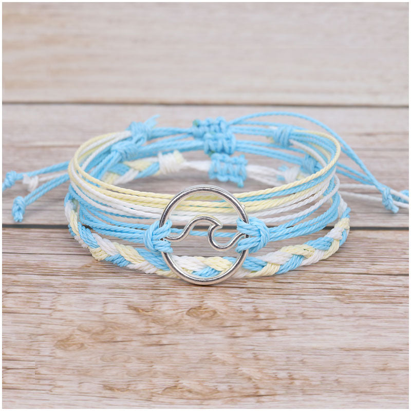 Wholesale Bohomian Wax Thread Braided Surf Bracelet Set