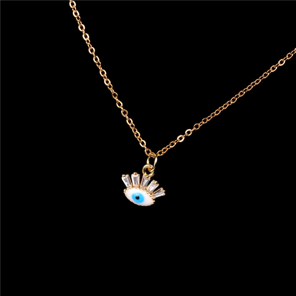 Wholesale Stainless Steel Stone Devil Eye Blue Eyes Necklace