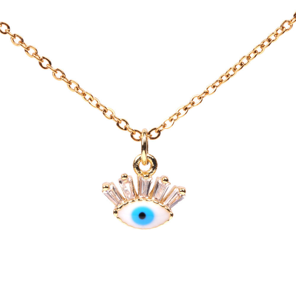 Wholesale Stainless Steel Stone Devil Eye Blue Eyes Necklace