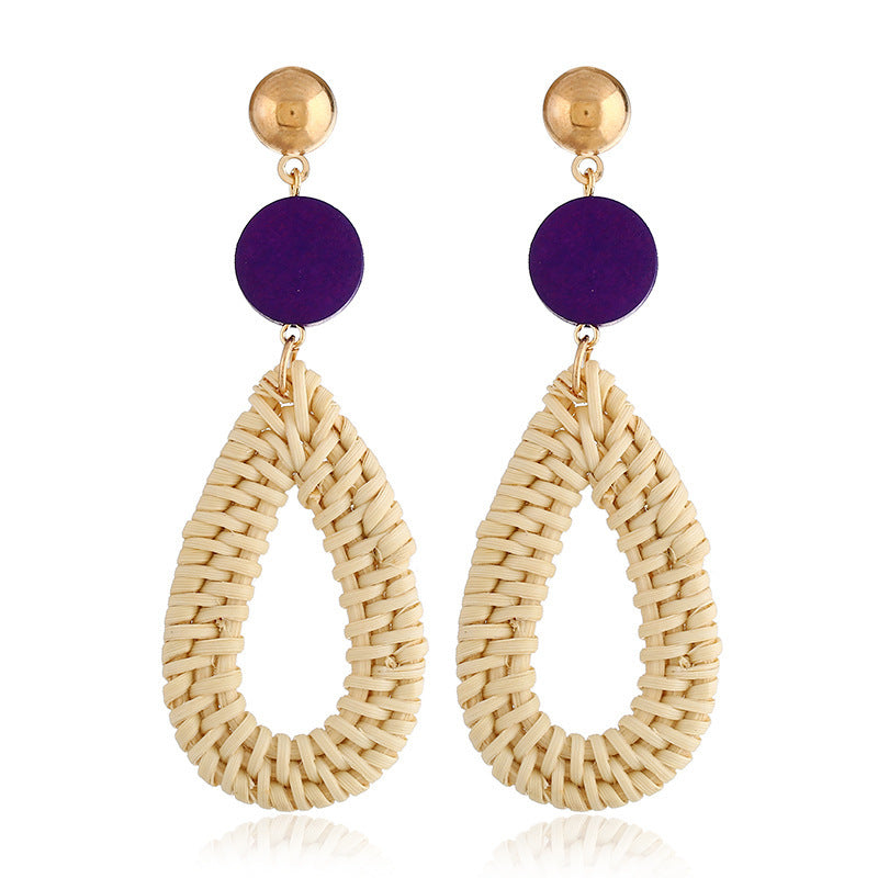 Wholesale Bamboo Rattan Handwoven Wooden Earrings