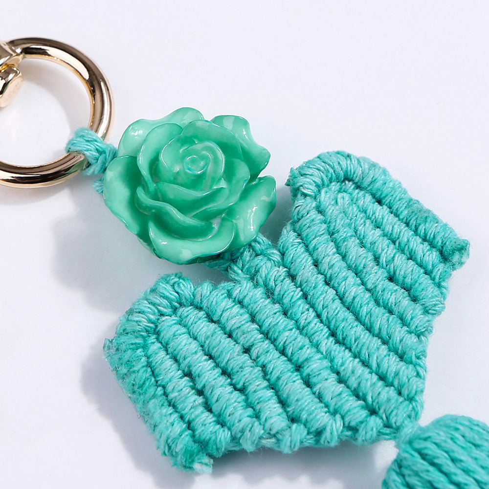 Wholesale Braided Knot Handwoven Flower Tassel Keychain