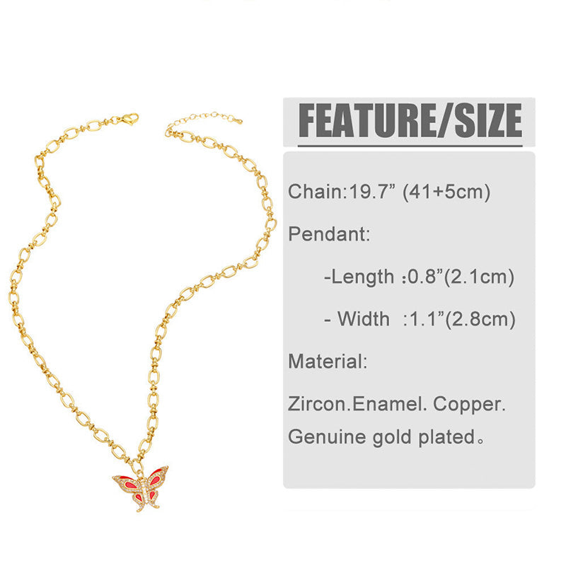 Wholesale Necklace Copper Plated 18K Gold Enamel Butterfly OLY-NE-AS012