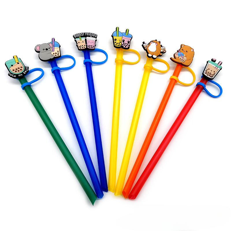 Wholesale 10PCS Cartoon Beverage Silicone Straw Tube Cap