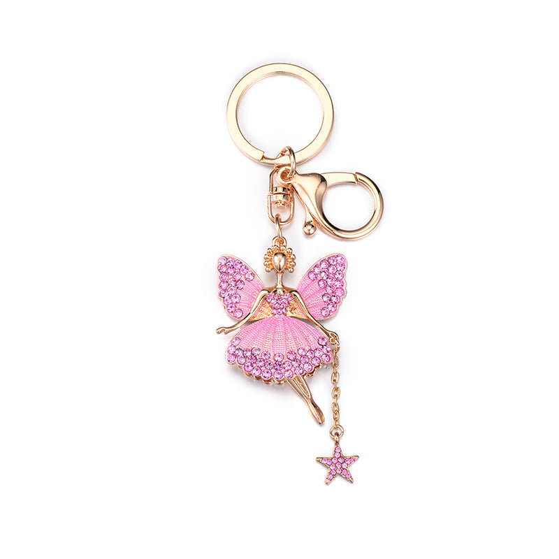Wholesale Water Diamond Butterfly Fairy Metal Keychains