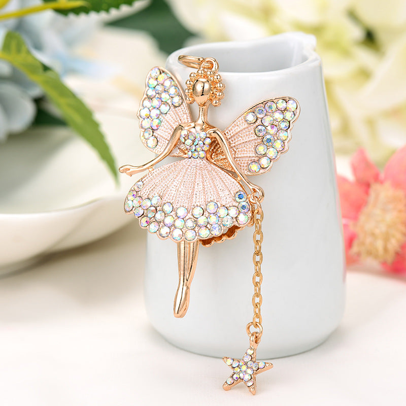 Wholesale Water Diamond Butterfly Fairy Metal Keychains
