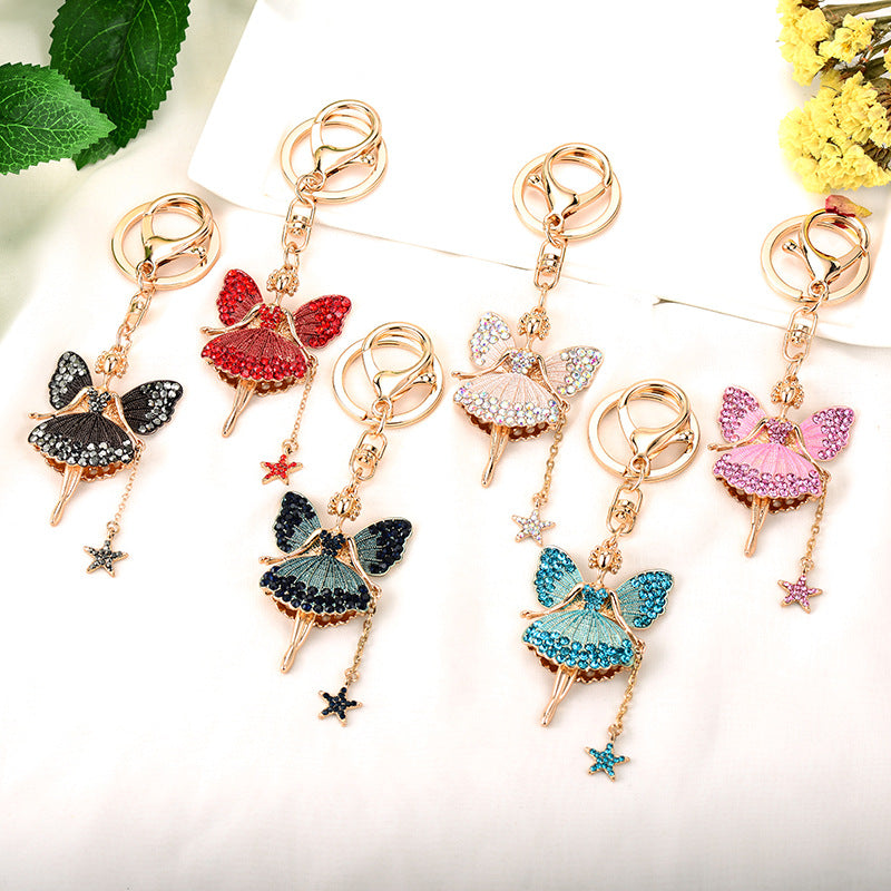 Wholesale Water Diamond Butterfly Fairy Metal Keychains