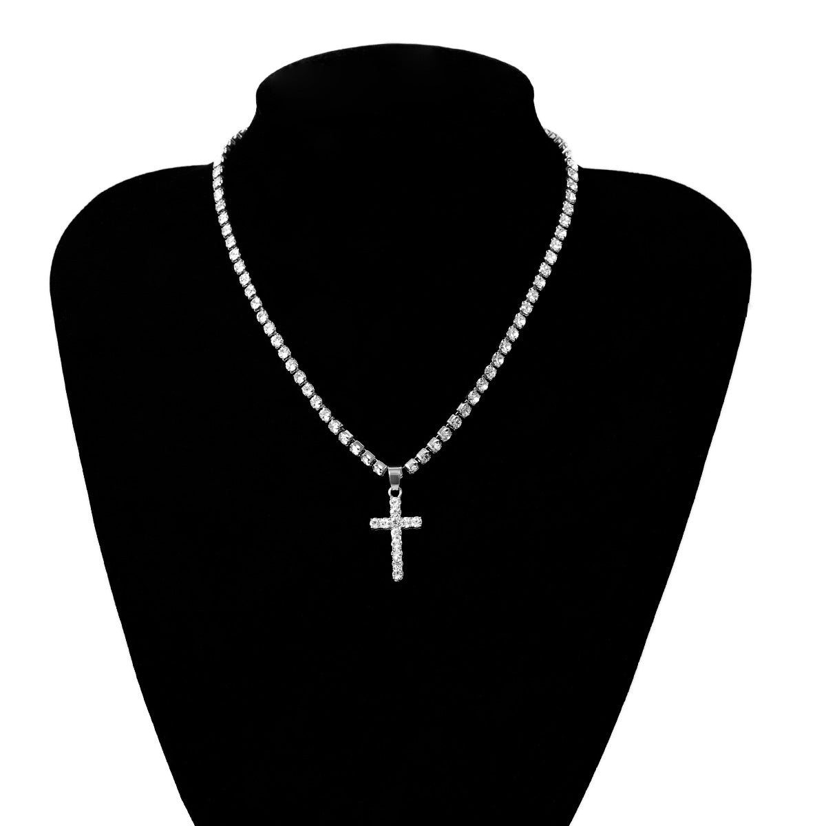 Wholesale Full Diamond Cross Alloy Necklaces