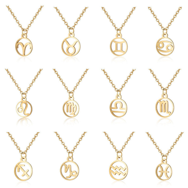 Venta al por mayor Collar De Acero De Titanio Colgante Del Zodiaco