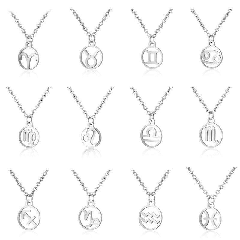 Venta al por mayor Collar De Acero De Titanio Colgante Del Zodiaco