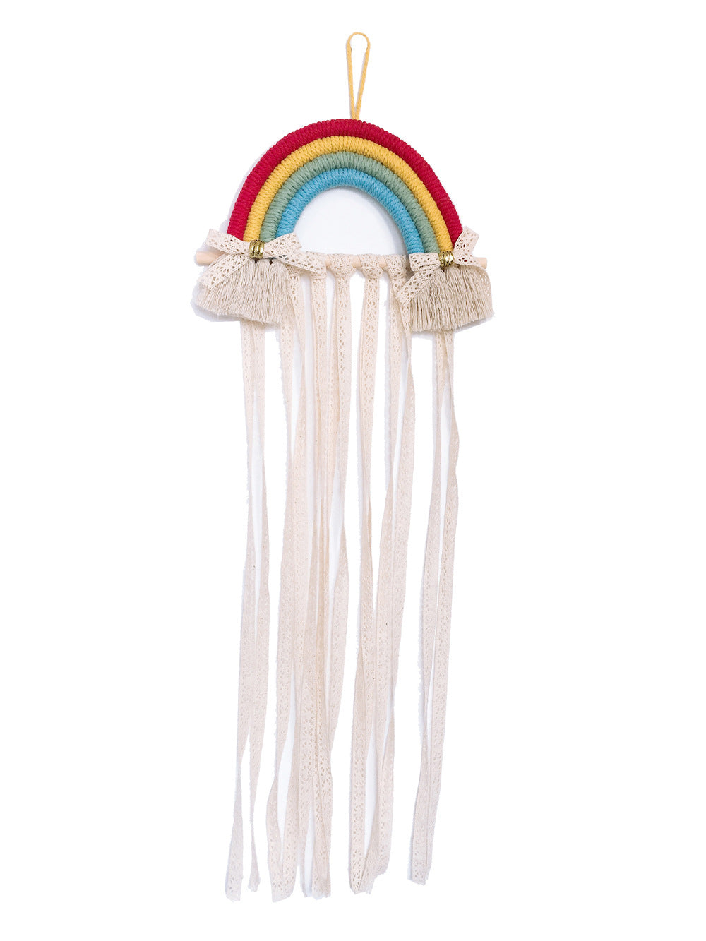 Wholesale Cotton Rope Woven Rainbow Kids Hairpin Wall Hanging Storage Belt