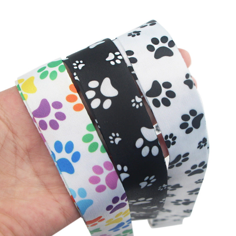 Wholesale Polyester Dog Paw Lanyard Keychain