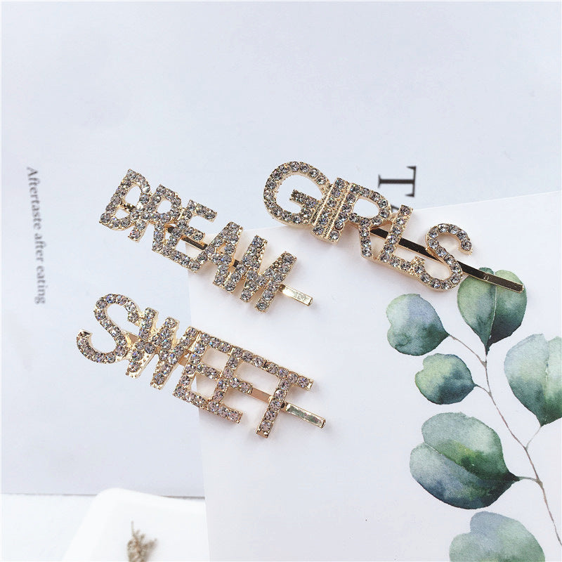 Wholesale Letter Diamond Alloy Hair Clips