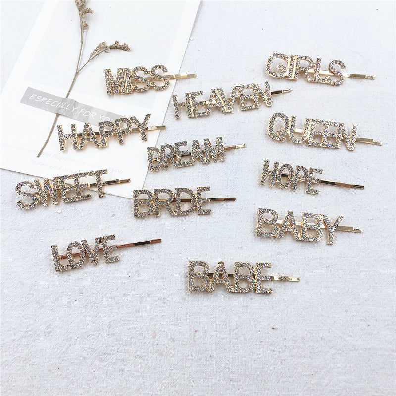 Wholesale Letter Diamond Alloy Hair Clips
