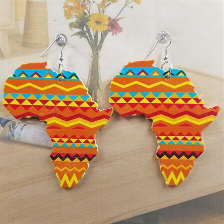 Pendientes De Madera De Mapa Africano al por mayor