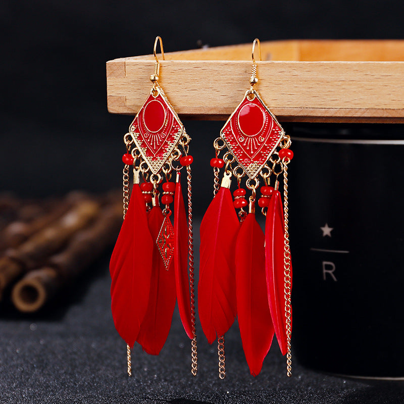 Wholesale Vintage Feathers Alloy Earrings