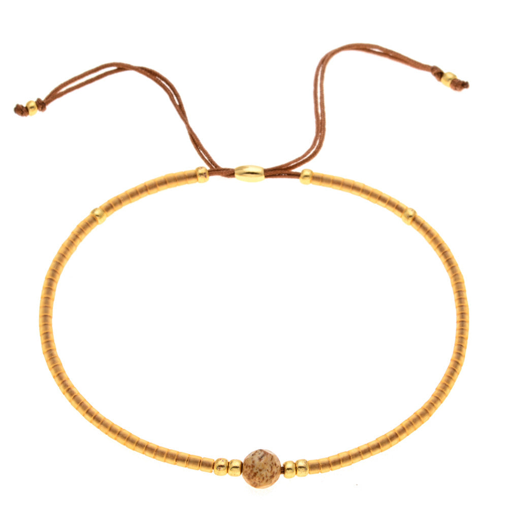 Venta al por mayor Pulsera de vidrieras de piedras semipreciosas bohemias