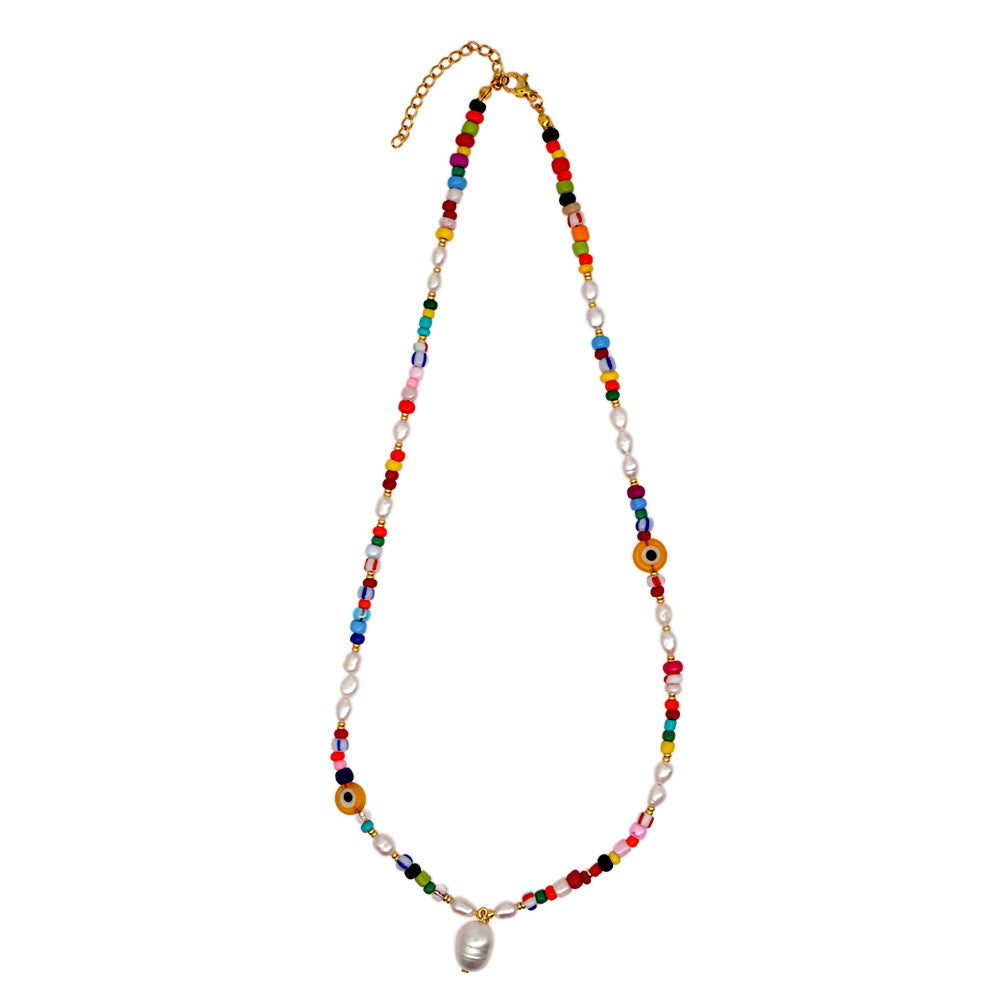 Wholesale Boho Freshwater Pearl Glass Necklace
