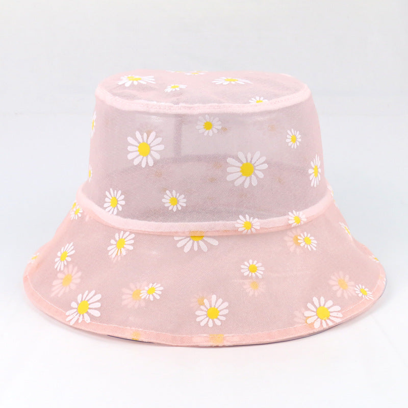 Wholesale Mesh Daisy Print Lace Polyester Bucket Hat