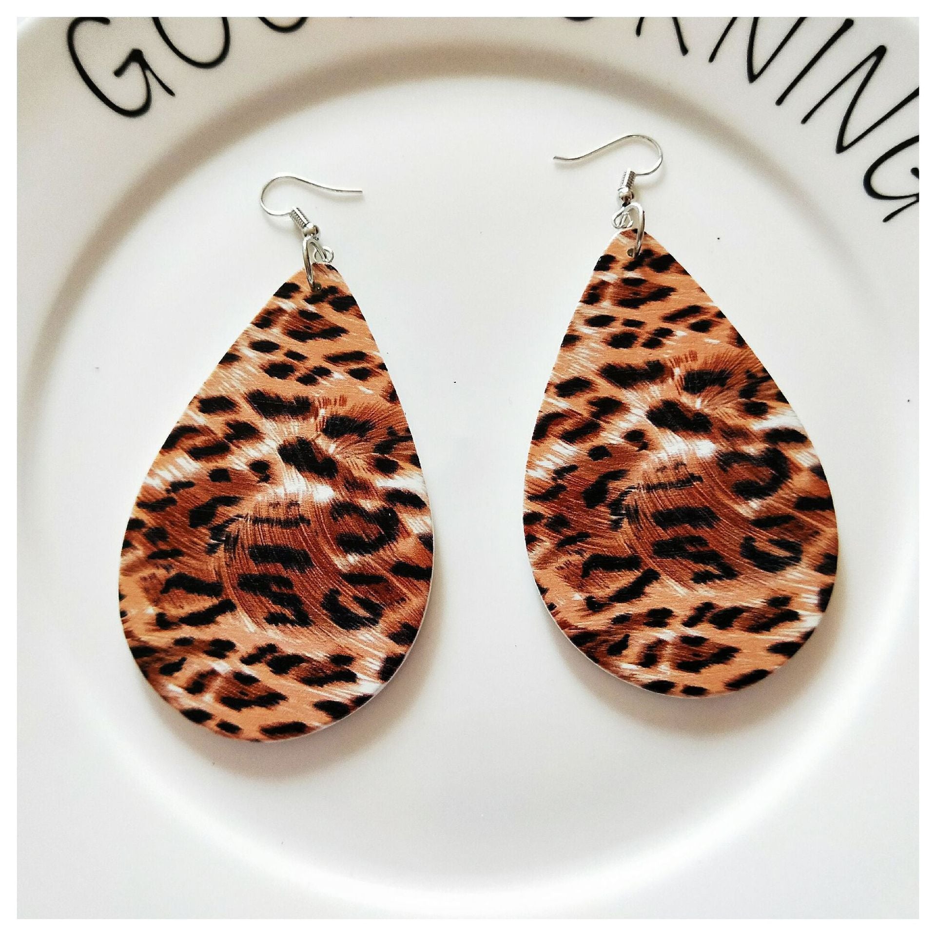 Pendientes De Madera Con Estampado De Leopardo al por mayor