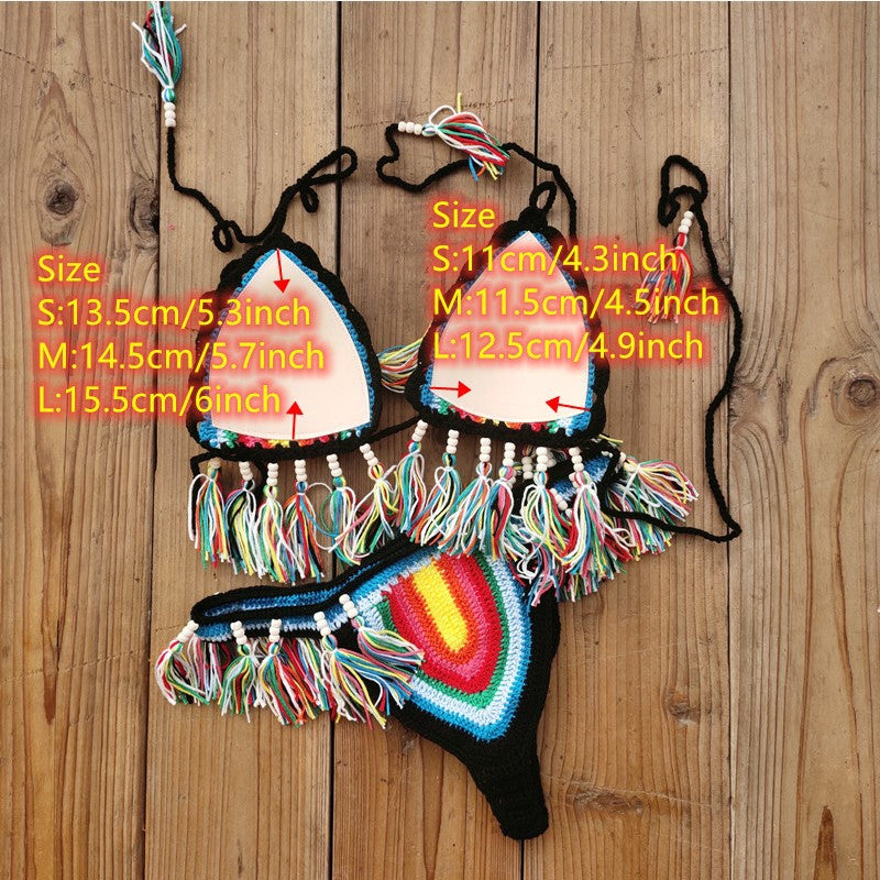 Wholesale Handmade Crochet Tassel Bikini Polyester Swimwear