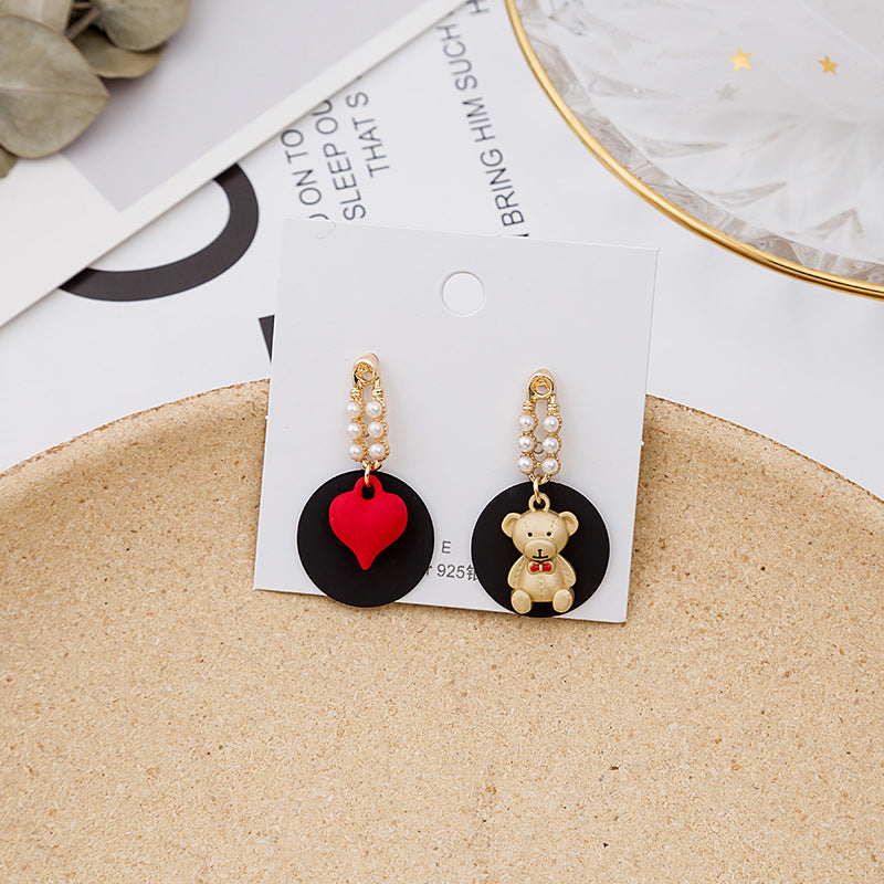 Wholesale Asymmetric Animal Drop Alloy Ear Studs