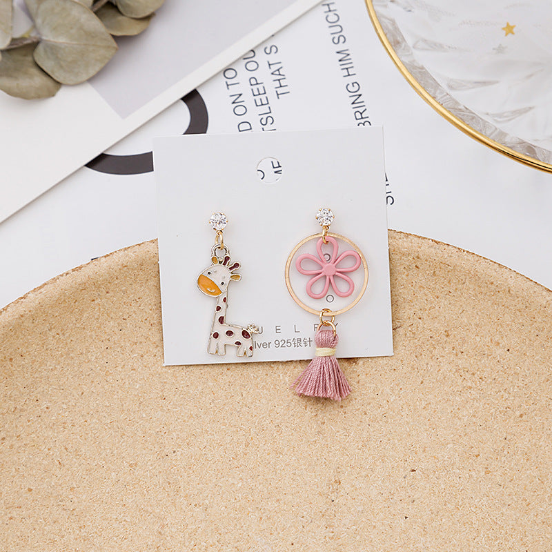 Wholesale Asymmetric Animal Drop Alloy Ear Studs