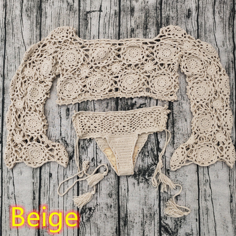 Wholesale Handmade Crochet Cover Up Bikini Set Polyester Swimwear