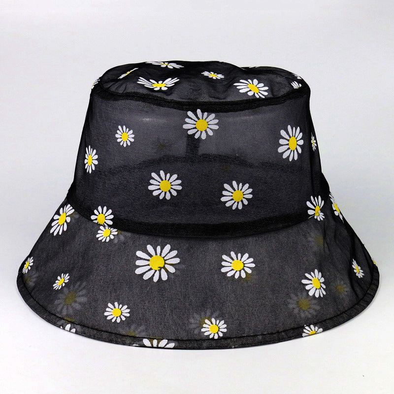 Wholesale Mesh Daisy Print Lace Polyester Bucket Hat