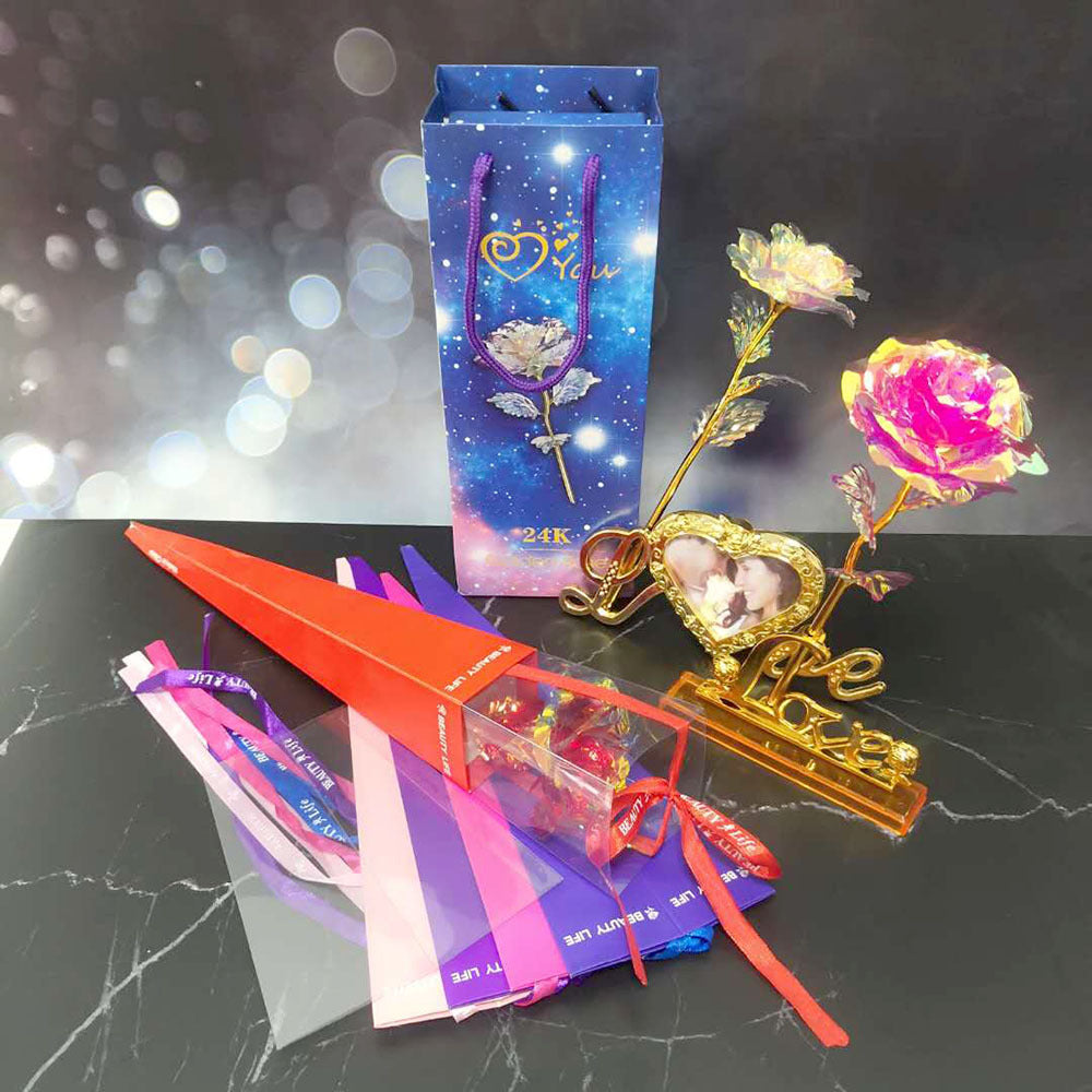 Wholesale of 10pcs Valentine's Day Glow Gold Foil Rose Gift Box