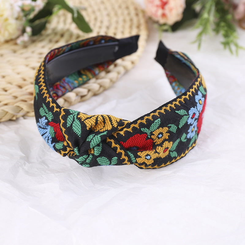 Wholesale Fabric Bohemian Embroidered Flowers Headbands