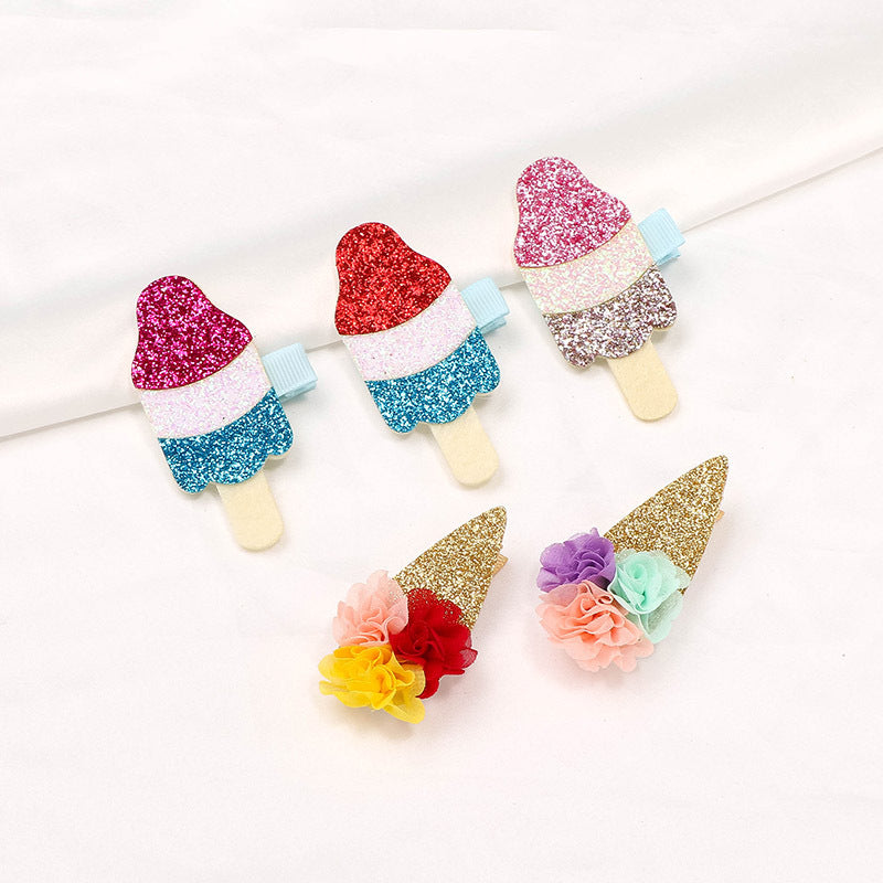 Wholesale Ice Cream Cones Cloth Hair Clips