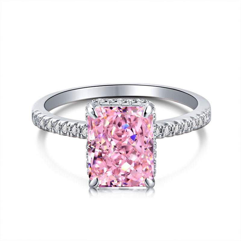 Wholesale 925 Sterling Silver Pink High Carbon Diamond Rings OLY-RS-XY001