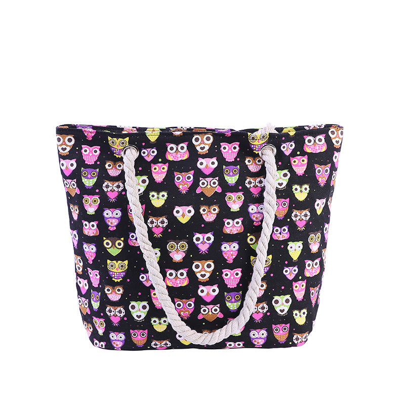 Wholesale Owl Canvas Beach Bag