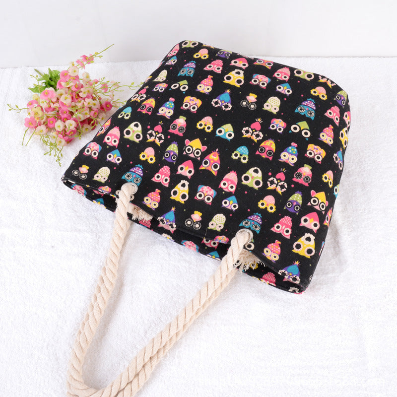 Wholesale Owl Canvas Beach Bag