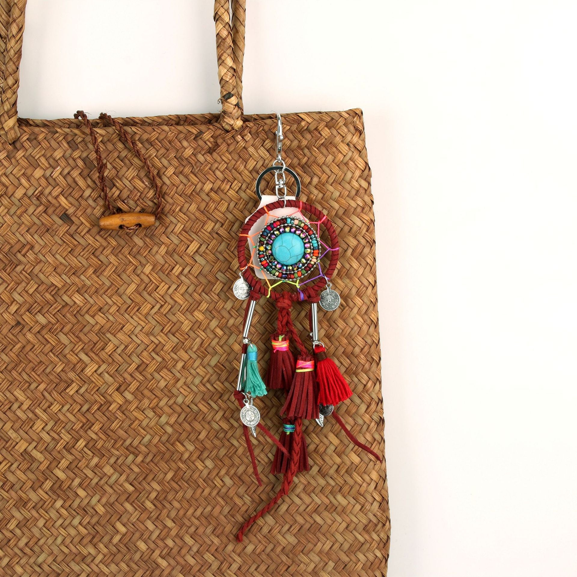 Wholesale Ethnic Color Tassel Grass Keychain Canvas