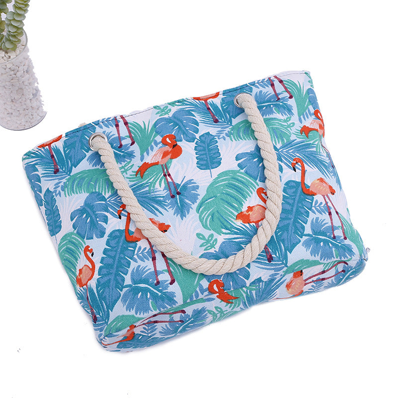 Wholesale Polyester Flamingo Canvas Beach Bag