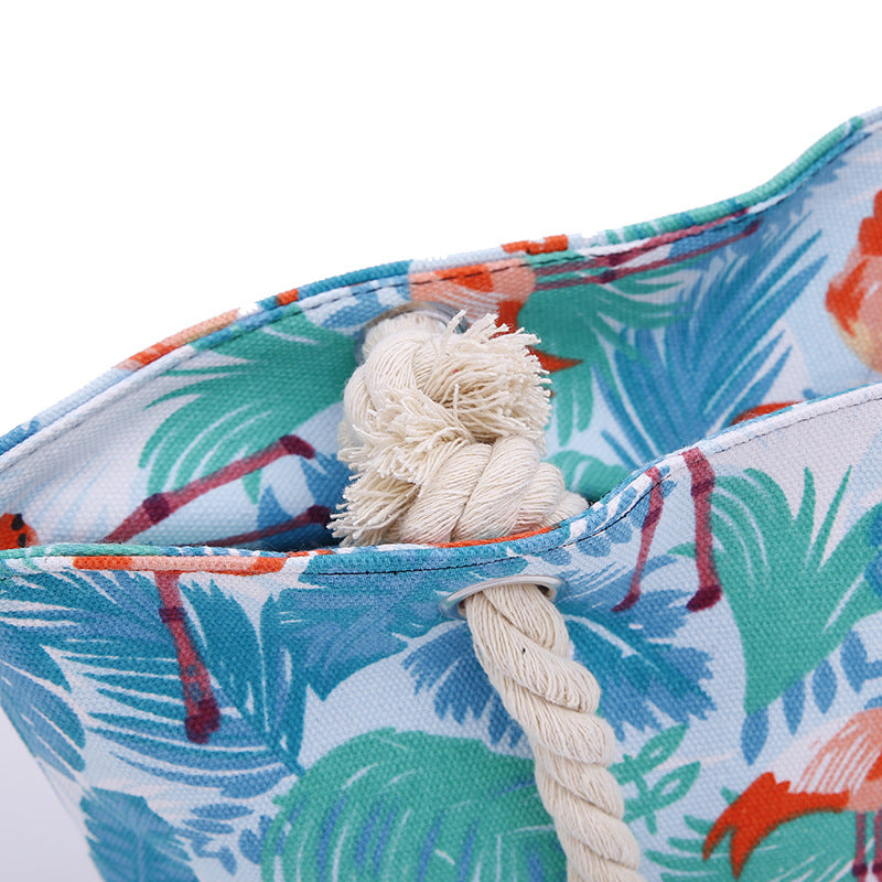 Wholesale Polyester Flamingo Canvas Beach Bag