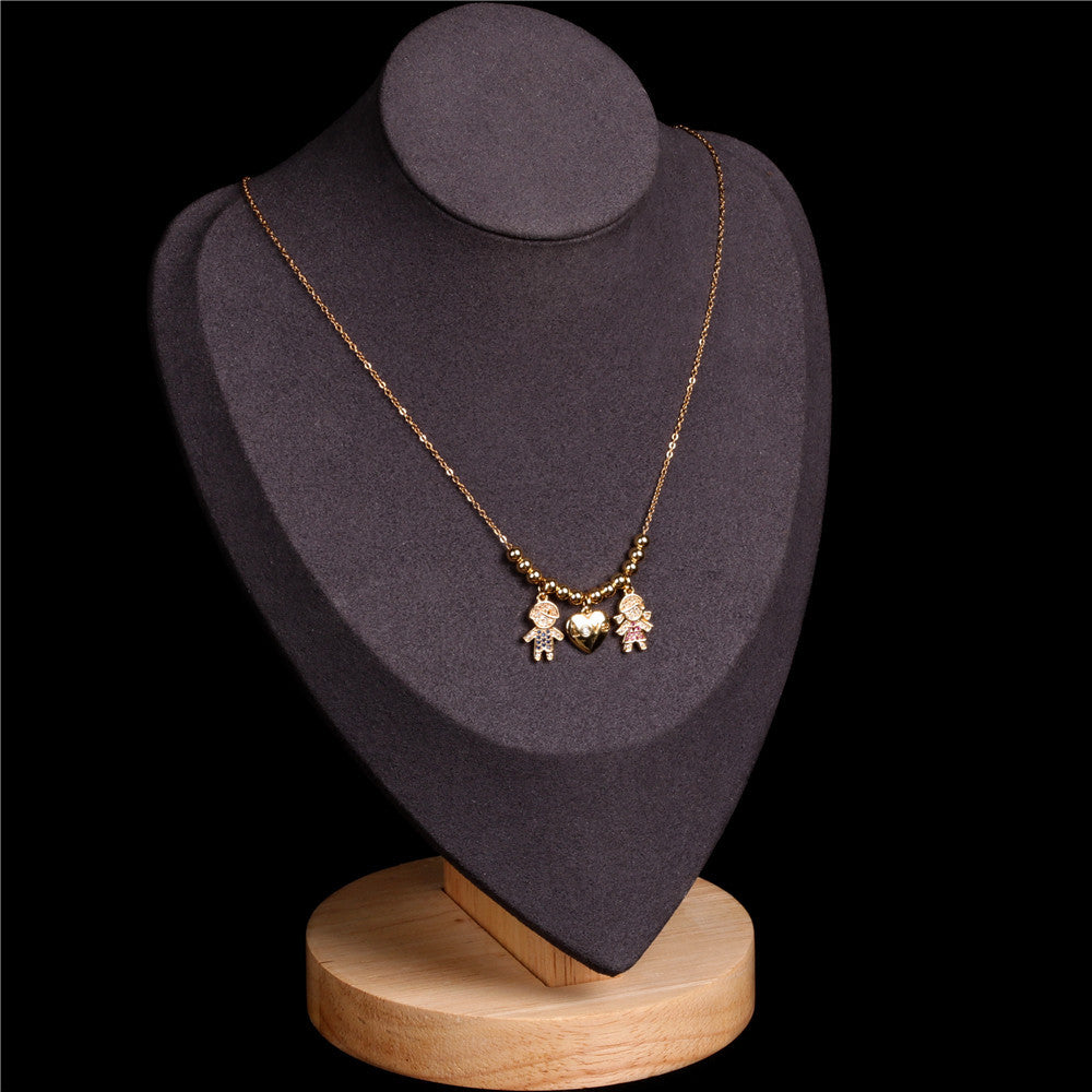 Wholesale Stainless Steel Heart English Alphabet Pendant Creative Necklace