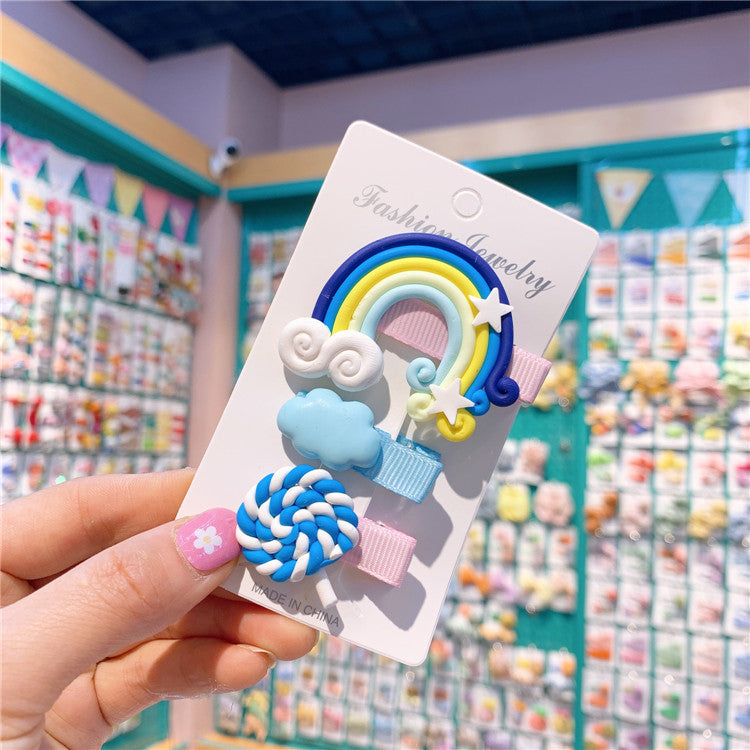 Wholesale Rainbow Lollipop Cloud Hair Clip Set