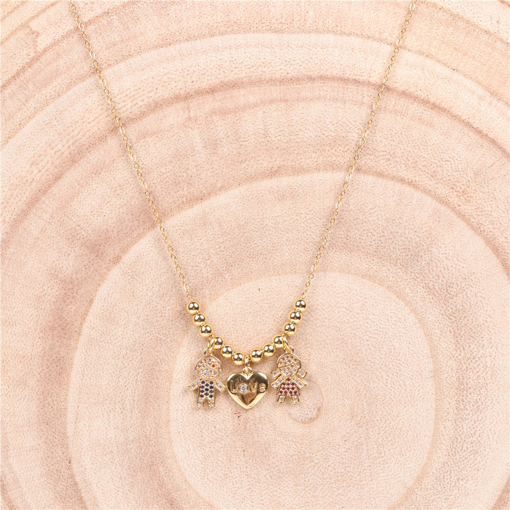 Wholesale Stainless Steel Heart English Alphabet Pendant Creative Necklace