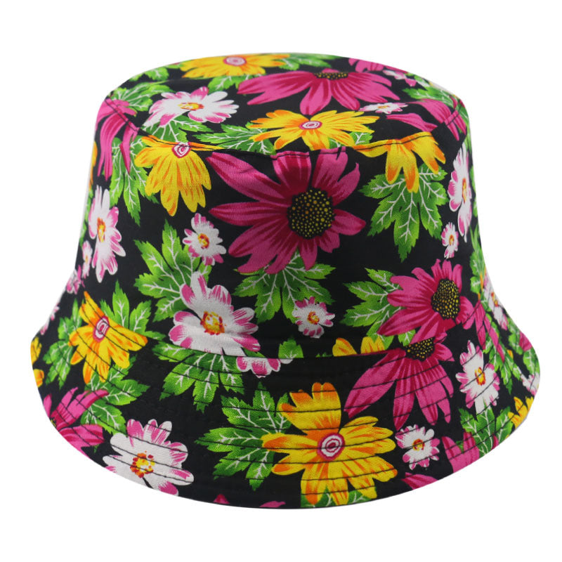 Sombrero de cubo reversible de impresión de girasol de poliéster al por mayor